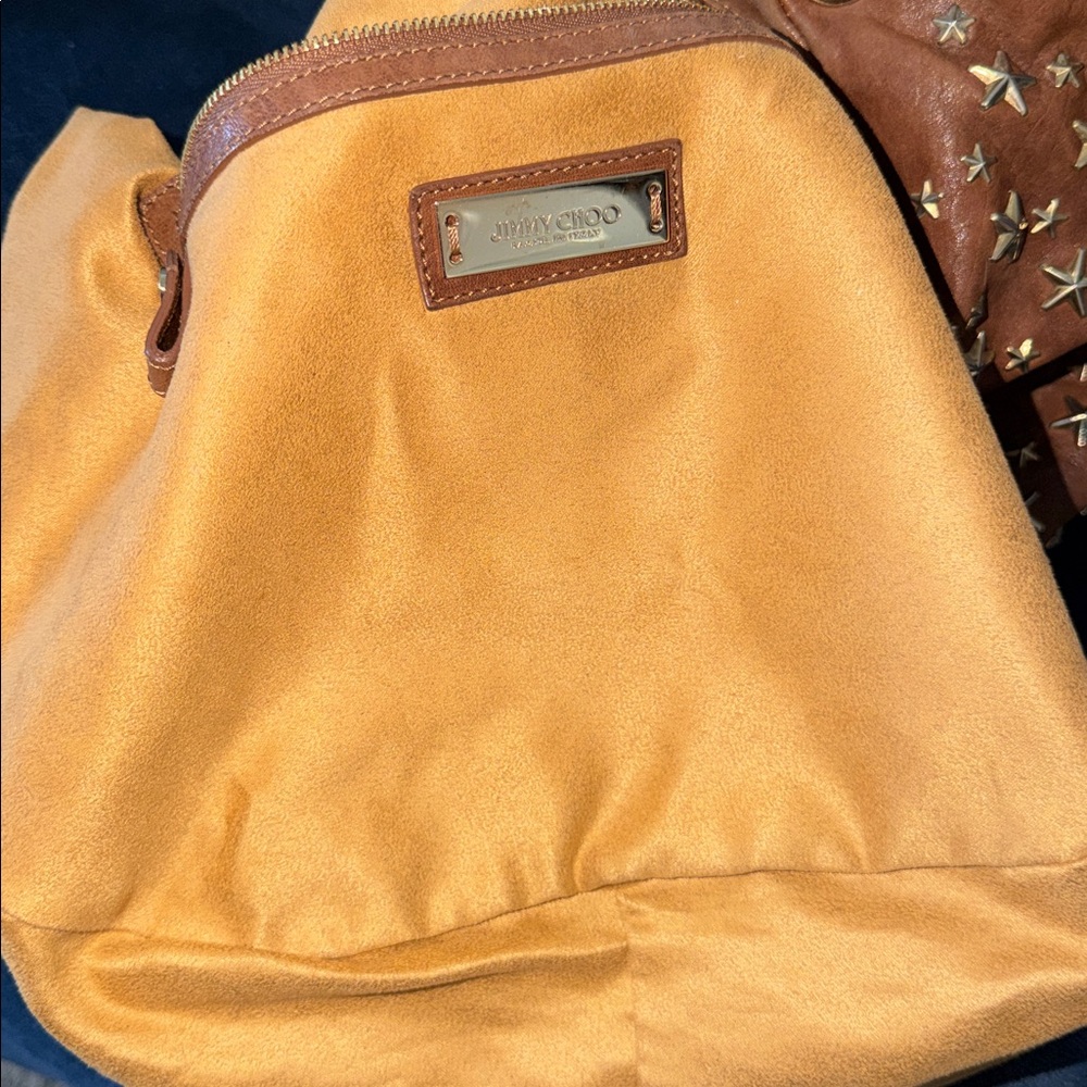 Jimmy Choo Star-Studded Brown Leather Shoulder Bag - Picture 9 of 14